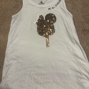 Disney White and Gold Sequin Tank Top
